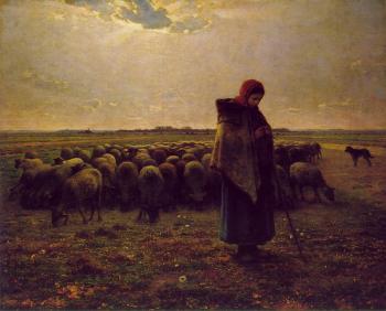 讓 弗朗索瓦 米勒 Shepherdess with Her Flock